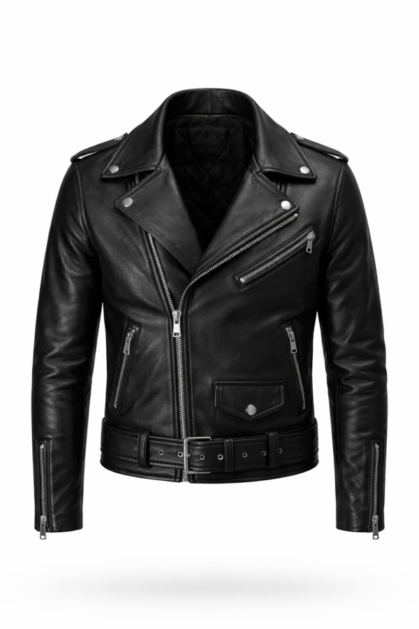 Classic Black Biker Leather Jacket